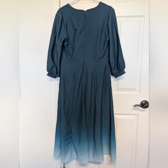 Wayward Fancies eShakti Womens Blue Ombre Pleat Midi Dress L Fairy Dark Romantic - Picture 7 of 12
